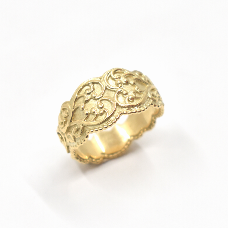 Galerie ring 14 karaat geel goud (breed)