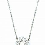 Collier bloem (3-3 klein) zilver wit