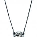 Collier bloem (3-3 klein) zilver zwart