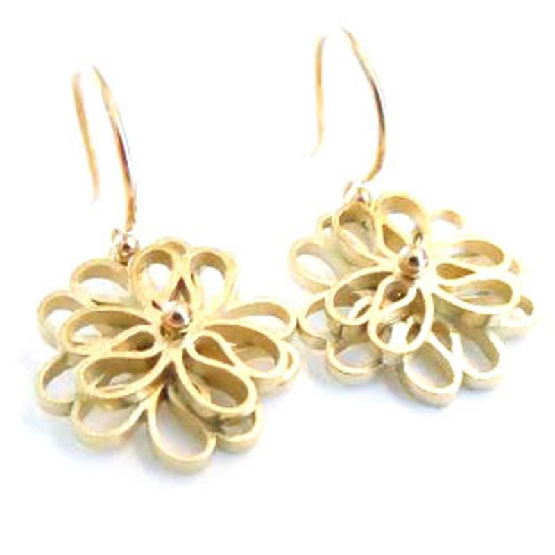 Boeketreeks oorhangers 14kt goud