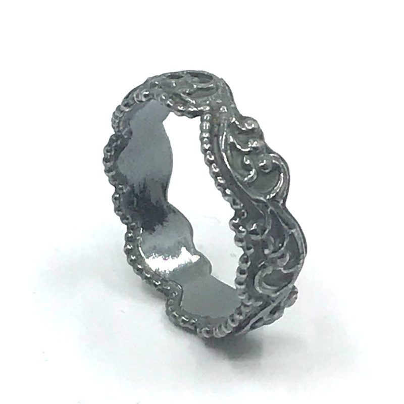 Galerie ring zilver, zwart smal