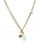 14 karaat geel gouden GSE collier met prasioliet en parel