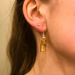 14kt gouden oorhangers met citrien en diamant