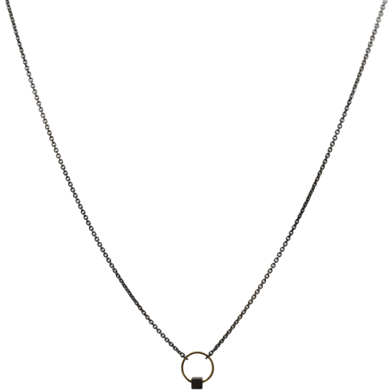 Oogjes collier zwart zilver en goud