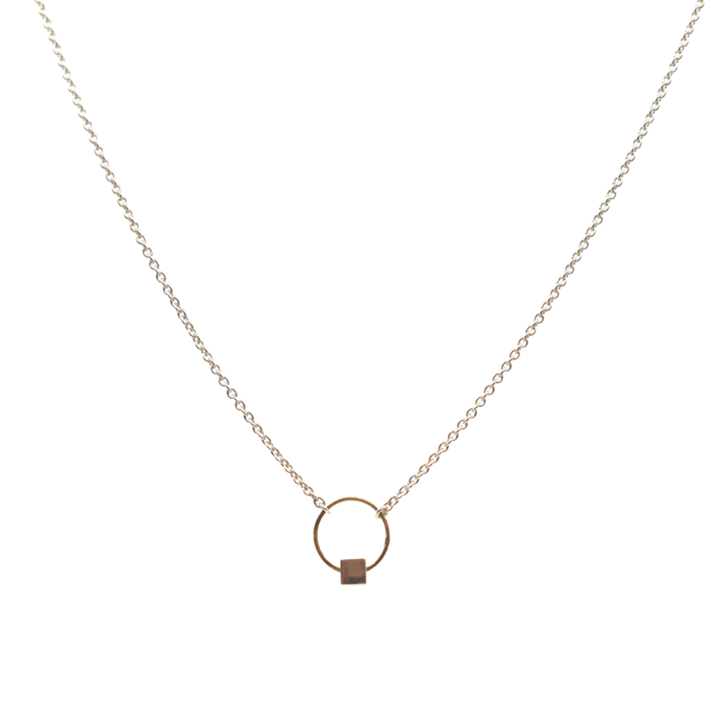 Oogjes collier zilver en goud, 43cm