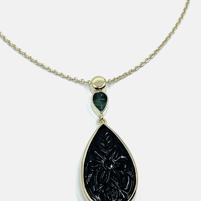 14kt geel gouden ankerschakel met toermalijn