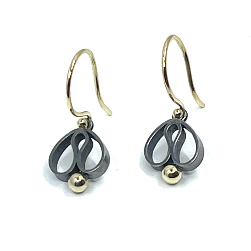 Oorhangers Tulpjes, zwart zilver en goud